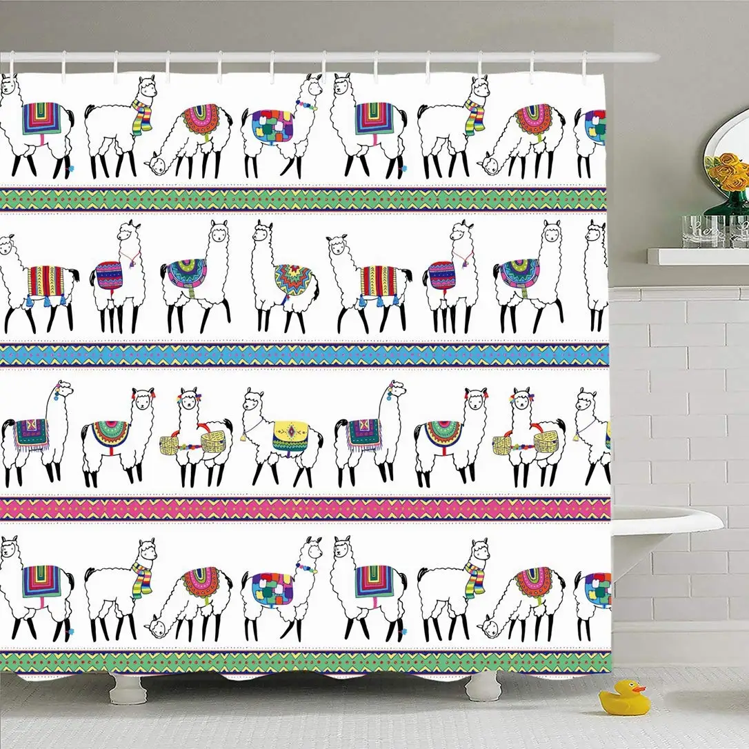 Shower Curtain Set with Hooks 72x72 Lama Pastel Llama Colored Animal Pattern Animals Saddle Collection Wildlife Child Nature
Shower Curtain Set with Hooks 72x72 Lama Pastel Llama Colored Animal Pattern Animals Saddle Collection Wildlife Child Nature