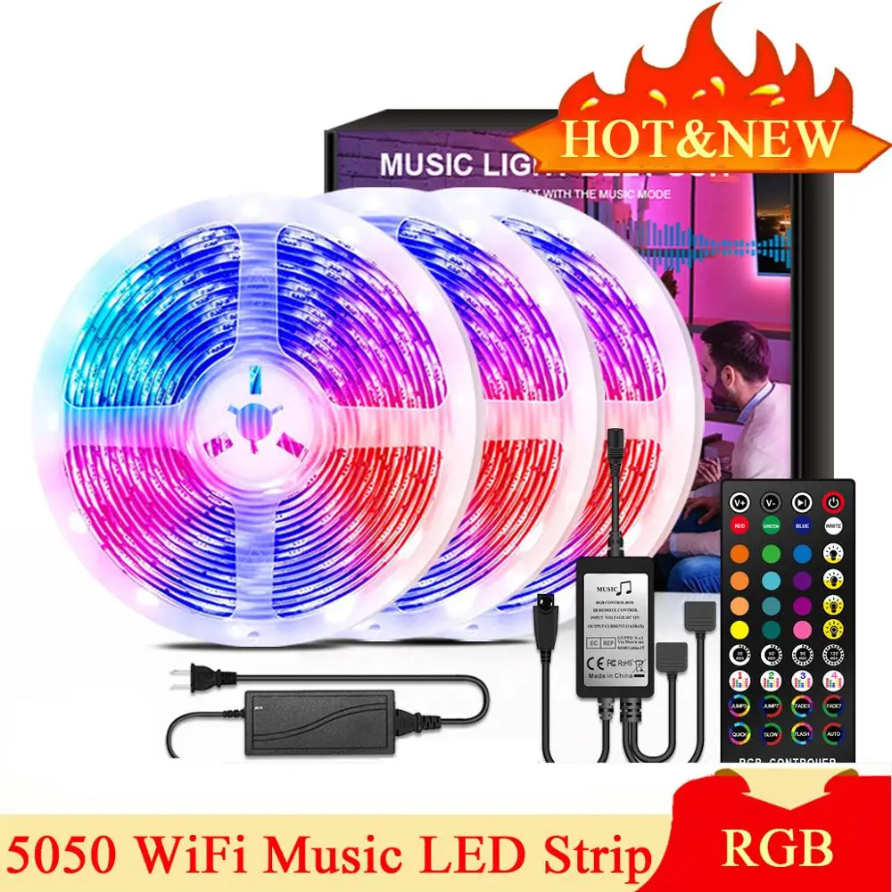 DC12V 5050 WiFi RGB Music LED Strip Light Set IP65 Waterproof 30LEDs/m Color Flexible with Remote Control
DC12V 5050 WiFi RGB Music LED Strip Light Set IP65 Waterproof 30LEDs/m Color Flexible with Remote Control