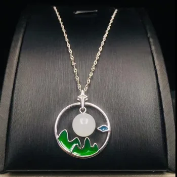 Natural Hetian Jade Set Beads In The Frame Pendants 925 Sterling Silver For Women Party Gift Fine Jewelry 
Natural Hetian Jade Set Beads In The Frame Pendants 925 Sterling Silver For Women Party Gift Fine Jewelry