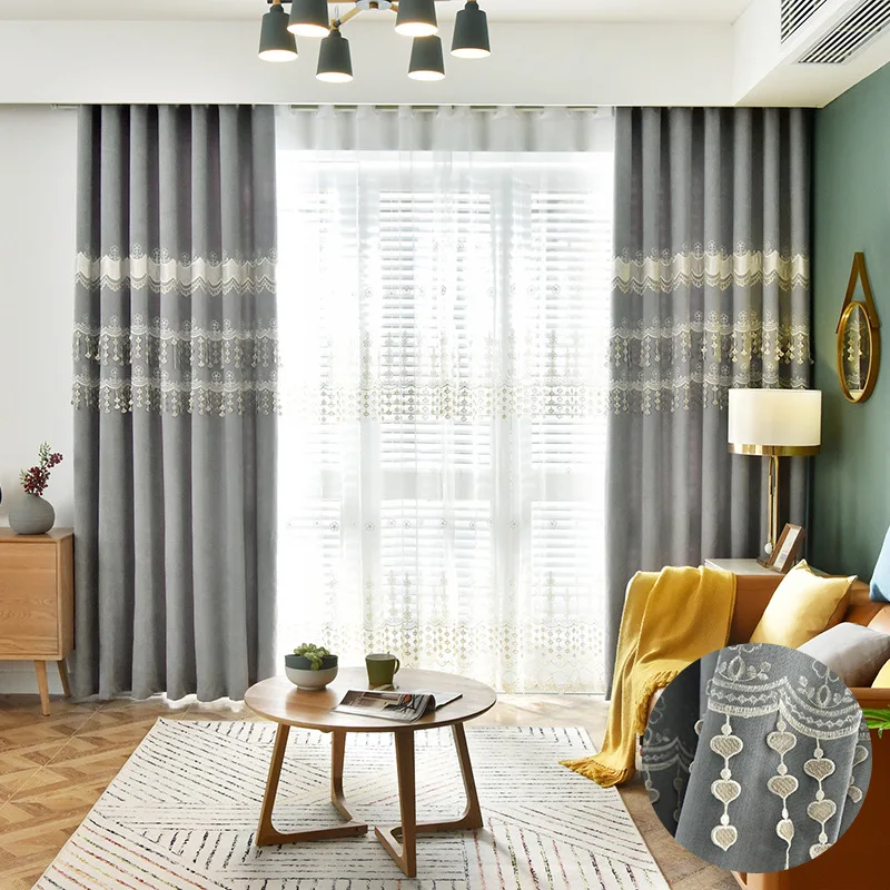 Modern Minimalistic Gray Simple Round Relief Embroidery Shading Curtains for Living Dining Room Bedroom.
Modern Minimalistic Gray Simple Round Relief Embroidery Shading Curtains for Living Dining Room Bedroom.