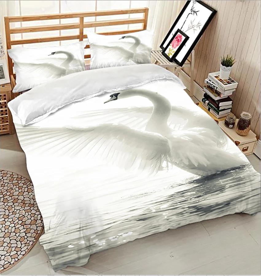 Комплекты постельного белья с 3d-изображением белого лебедя простыня