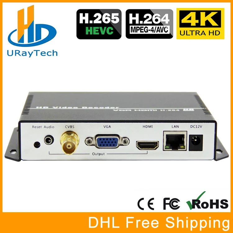 

UHD 4K H.265 H.264 HDMI VGA CVBS Decoder HD Video Audio IP Streaming Decoder HTTP RTSP RTMP UDP HLS To HDMI VGA CVBS Converter