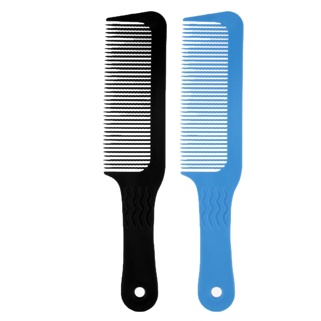 2 Pieces 9.3 inch Flat Top Clipper Comb Finely Waved Teeth Barber Salon Hair Cut Styling Comb - Black Blue 2 Pieces 9.3 inch Flat Top Clipper Comb Finely Waved Teeth Barber Salon Hair Cut Styling Comb - Black Blue