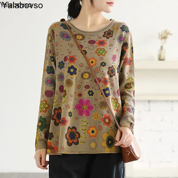 2020 Spring Vintage Pullover Knitwears Sweaters Women's Loose Large Size Retro Print Bottoming Oversize for female
2020 Spring Vintage Pullover Knitwears Sweaters Women's Loose Large Size Retro Print Bottoming Oversize for female
