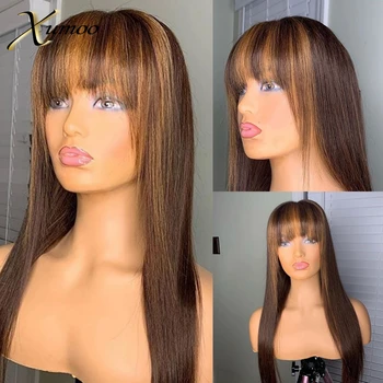 XUMOO Straight Human Hair Wig Brown Highlight Wigs With Bangs Remy Hair Colored Human Hair Wigs Full Machine Made Wigs For Women
XUMOO Straight Human Hair Wig Brown Highlight Wigs With Bangs Remy Hair Colored Human Hair Wigs Full Machine Made Wigs For Women
