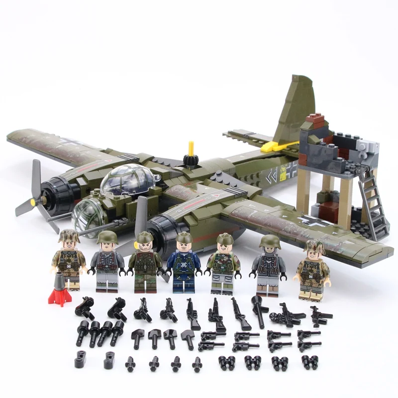 WW2 Military German Ju-88 bombing plane Building Block WW2 Paratroopers Soldiers Figures weapon parts bricks Toys for children
WW2 Military German Ju-88 bombing plane Building Block WW2 Paratroopers Soldiers Figures weapon parts bricks Toys for children
