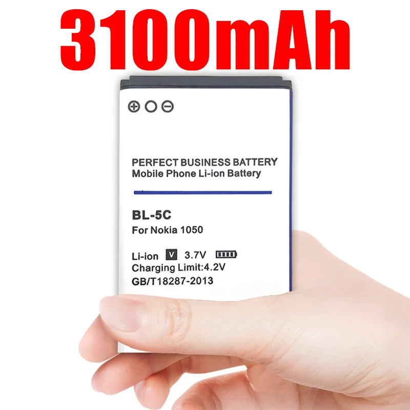 3100mAh BL-5C bl 5c Li-ion Phone Battery for Nokia C2-06 C2-00 X2-01 1100 6600 6230 5130 2310 3100 6030 3120 3650 6263
3100mAh BL-5C bl 5c Li-ion Phone Battery for Nokia C2-06 C2-00 X2-01 1100 6600 6230 5130 2310 3100 6030 3120 3650 6263