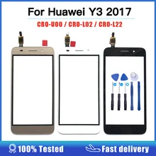 Écran tactile de haute qualité pour Huawei Y3 2017, panneau en verre avec lentille avant et extérieur=