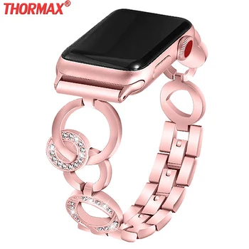Stainless Steel band for Apple Watch 38mm 42mm 40mm 44mm Diamond Strap Rose Gold Pink Women Replace Watchband for iwatch 5 4 3 2 
Stainless Steel band for Apple Watch 38mm 42mm 40mm 44mm Diamond Strap Rose Gold Pink Women Replace Watchband for iwatch 5 4 3 2