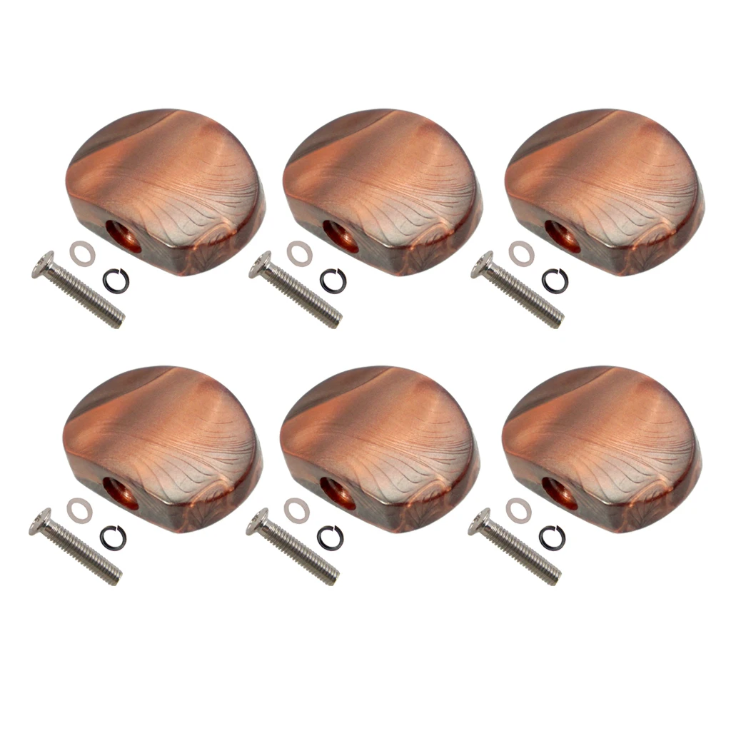 6 Pcs Semicircle Shape Electric Guitar Tuning Pegs Cap Tuners Machine Head Replacement Buttons Knobs, Coffee 6 Pcs Semicircle Shape Electric Guitar Tuning Pegs Cap Tuners Machine Head Replacement Buttons Knobs, Coffee