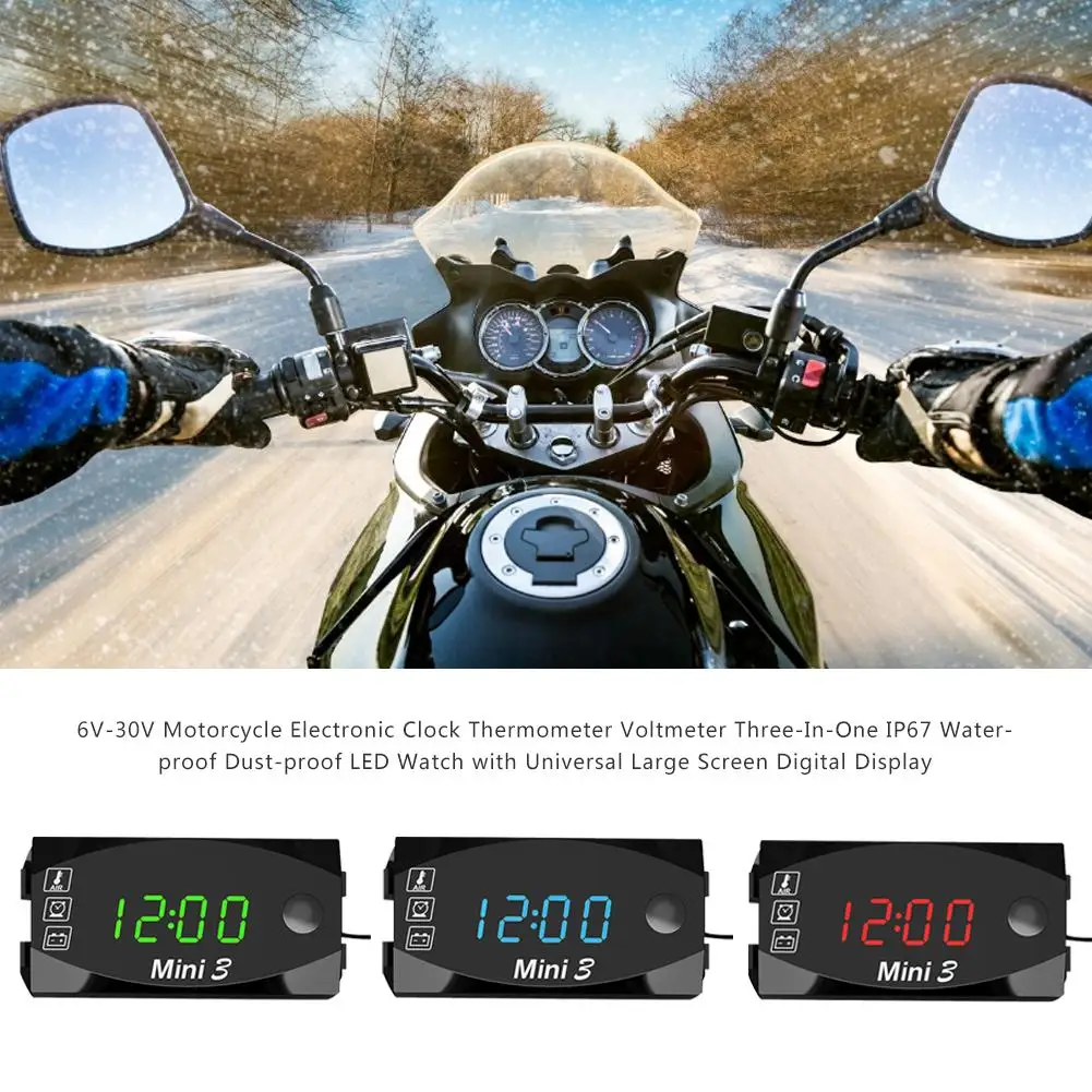 6V-30V Motorcycle Display Clock Thermometer Voltmeter IP67 Waterproof Dust-proof LED Watch With Large Screen Digital Display
6V-30V Motorcycle Display Clock Thermometer Voltmeter IP67 Waterproof Dust-proof LED Watch With Large Screen Digital Display