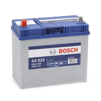 Bosch S4022 battery of car-12 V 45Ah 330 A (in)-Positive left-measures: 23,8X12,9X22,7 
Bosch S4022 battery of car-12 V 45Ah 330 A (in)-Positive left-measures: 23,8X12,9X22,7