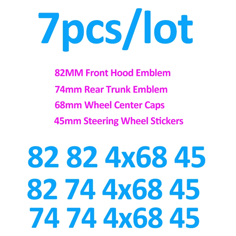 Car Styling 7pcs/lot Front Emblem 82mm Rear Trunk Badge 74mm Car Wheel Hub Center Cap 68mm 45mm Steering wheel sticker For bmw
Car Styling 7pcs/lot Front Emblem 82mm Rear Trunk Badge 74mm Car Wheel Hub Center Cap 68mm 45mm Steering wheel sticker For bmw