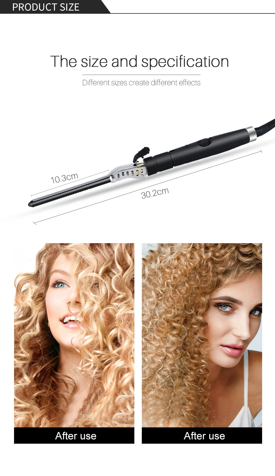 Generic Men's Boy Hair Curler Ceramic Hair Curling Wand Small Hair Deep