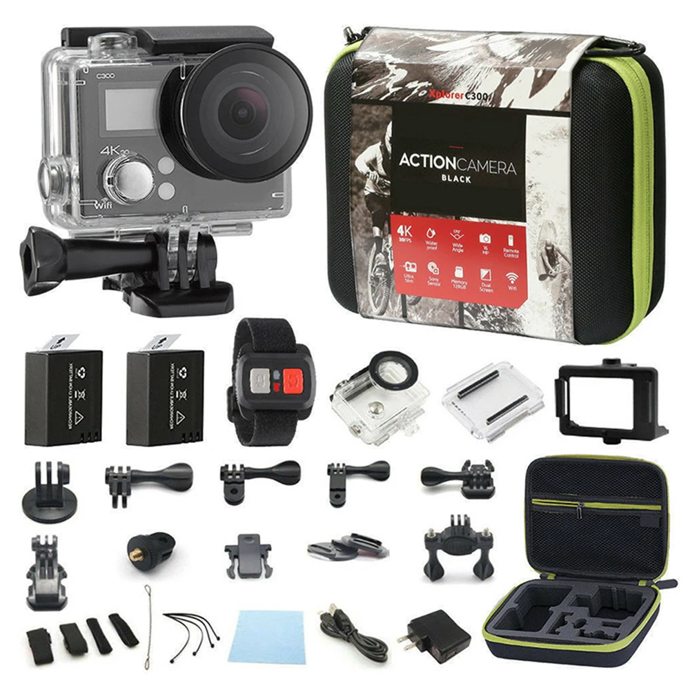 4K Action Camera Dual Screen Ultra HD 16MP Camcorder Sports Cam 4k+ Remote + Accessory Bundle | Электроника