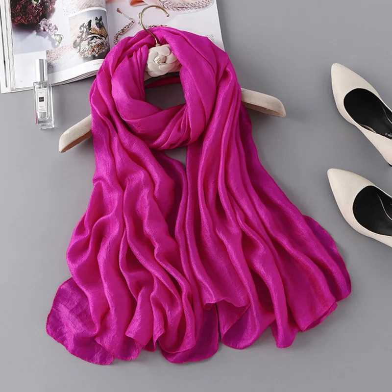 2019 Autumn Scarf for Women New Summer Silk Scarves Shawls Solid Lady Wraps Soft pashimina Female Echarpe Beach stole bandana
2019 Autumn Scarf for Women New Summer Silk Scarves Shawls Solid Lady Wraps Soft pashimina Female Echarpe Beach stole bandana