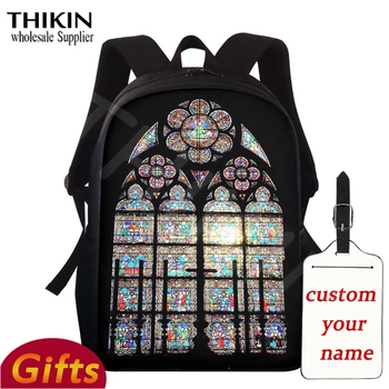 

THIKIN Rose Window Print At Notre Dame De Paris At Dusk Backpack Men Women Bag Boys Girls School Bags Hipster Students Bookbag