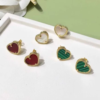 Hot japan Brand silver color Jewelry For Women Red Green Earrings clover Mother Shell Heart Stud Earring Party Jewelry
Hot japan Brand silver color Jewelry For Women Red Green Earrings clover Mother Shell Heart Stud Earring Party Jewelry