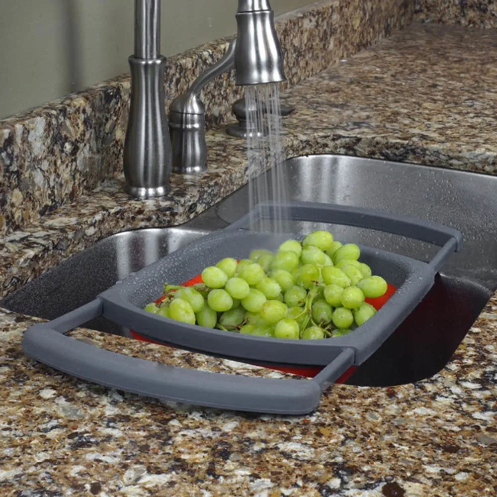 Silicone Collapsible Over The Sink Retractable Colander With Handle Kitchen Folding Strainer Bowls Drain water filter basket
Silicone Collapsible Over The Sink Retractable Colander With Handle Kitchen Folding Strainer Bowls Drain water filter basket