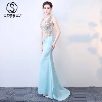Skkyue Small Trailing Evening Dress 2019 Deep V-neck Party Dress for Women H006 Floor Length Robe De Soiree Crystal Evening Gown 
Skkyue Small Trailing Evening Dress 2019 Deep V-neck Party Dress for Women H006 Floor Length Robe De Soiree Crystal Evening Gown
