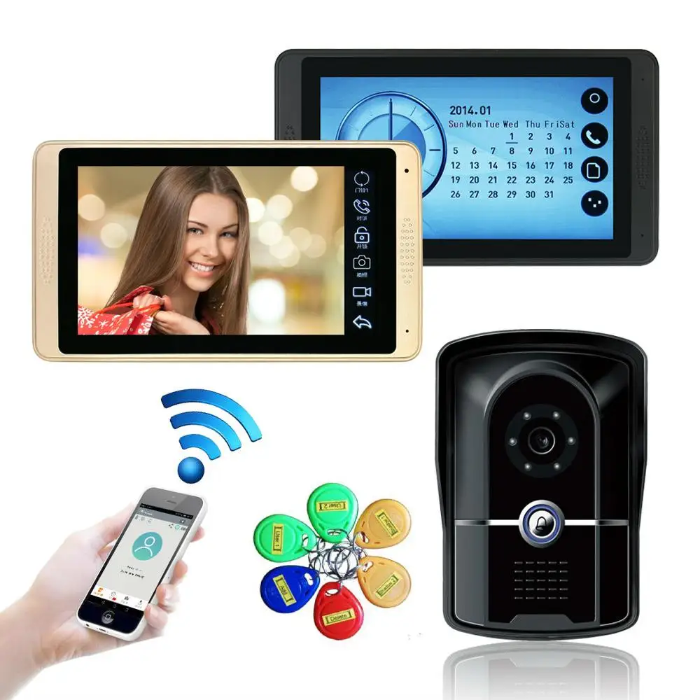 2 Monitors 7inch Wired Wifi RFID Video Door Phone Doorbell Intercom Entry System with Wired IR-CUT 1000TTVL Wired Camera
2 Monitors 7inch Wired Wifi RFID Video Door Phone Doorbell Intercom Entry System with Wired IR-CUT 1000TTVL Wired Camera