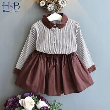 Humor Bear Girls Clothes Sets Autumn Children'S Clothing Student Girl Fashion Vertical Stripe Lapel Shirt +Skirt Two-Piece Suit
Humor Bear Girls Clothes Sets Autumn Children'S Clothing Student Girl Fashion Vertical Stripe Lapel Shirt +Skirt Two-Piece Suit