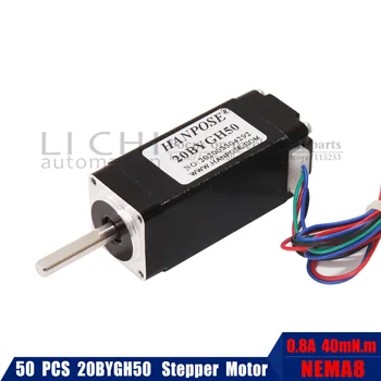 50pcs/lot 20BYGH50 Stepper motor 0.8A 1.8 degrees 50mm 20 Series Motor Nema 8 for CNC milling machine 
50pcs/lot 20BYGH50 Stepper motor 0.8A 1.8 degrees 50mm 20 Series Motor Nema 8 for CNC milling machine