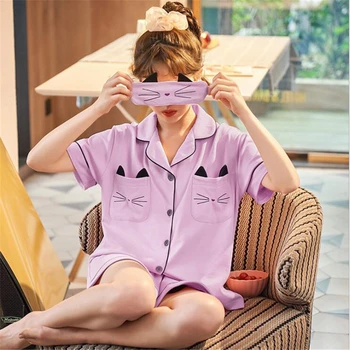 2020 new cotton short-sleeved shorts loose pajamas sets sleepwear sweet lapel princess home service suits
2020 new cotton short-sleeved shorts loose pajamas sets sleepwear sweet lapel princess home service suits