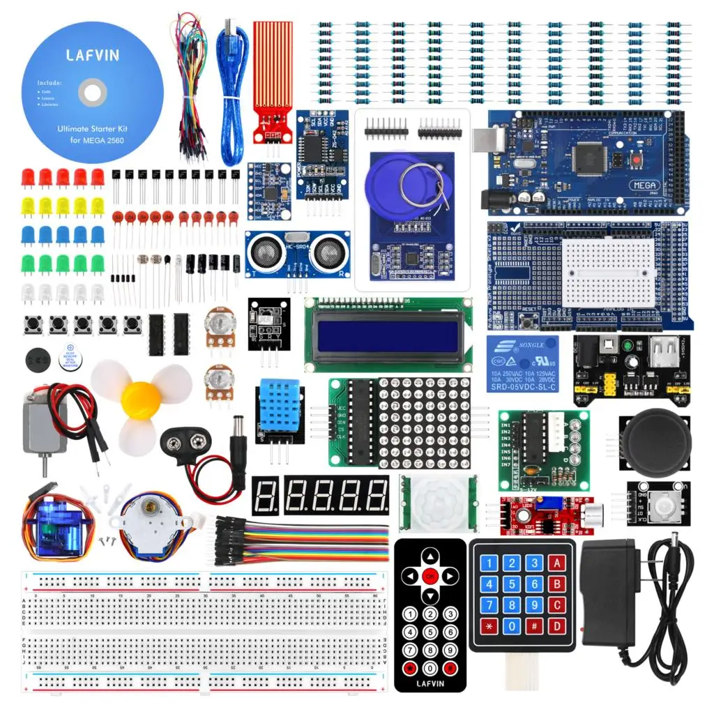 Mega 2560 Project Complete Starter Kit including LCD1602 IIC,Ultrasonic Sensor for Arduino with Tutorial
Mega 2560 Project Complete Starter Kit including LCD1602 IIC,Ultrasonic Sensor for Arduino with Tutorial