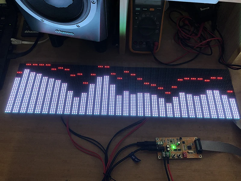 Full Color RGB Music Audio Spectrum Display Screen KTV Stage LED Rhythm Light 64 Mode Level Indicator VU Meter DIY