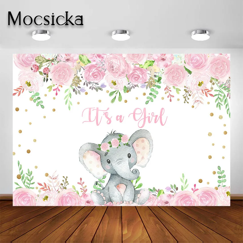 Mocsicka Elephant Backdrop for Girl Baby Shower Pink Floral It's a Girl Elephant Shower Photography Background Decoration Banner
Mocsicka Elephant Backdrop for Girl Baby Shower Pink Floral It's a Girl Elephant Shower Photography Background Decoration Banner