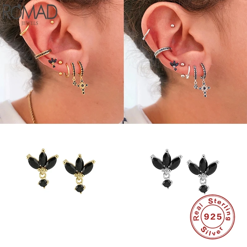 Romad Hot Sale Real 925 Sterling Silver Stud Earrings Black White CZ Color Piercing Earring For Women Fine Jewelry pendientes W5
Romad Hot Sale Real 925 Sterling Silver Stud Earrings Black White CZ Color Piercing Earring For Women Fine Jewelry pendientes W5