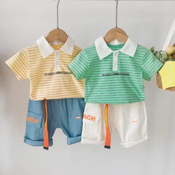 Toddler Boys Clothing Sets Fashion Striped Lapel Short Sleeve T-shirt Shorts 2pcs Kids Clothes 2 3 4 5 6 Years Boy Suits Summer 
Toddler Boys Clothing Sets Fashion Striped Lapel Short Sleeve T-shirt Shorts 2pcs Kids Clothes 2 3 4 5 6 Years Boy Suits Summer
