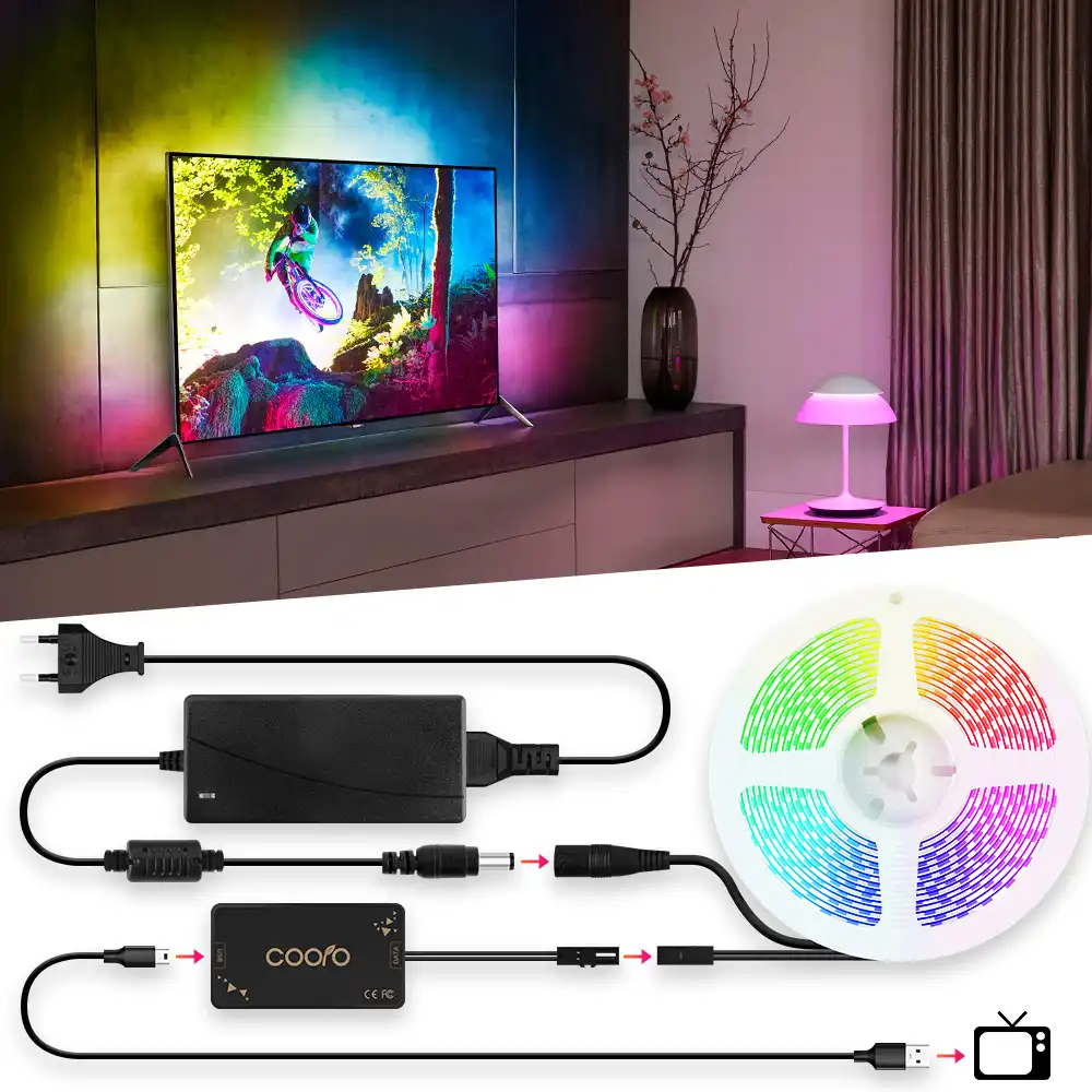 adapter powered rgb full color changeable pc tv background