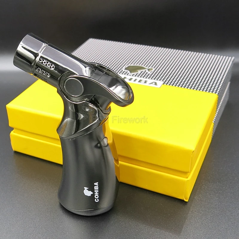 COHIBA High Grade Metal Gun Cigar Lighter Windproof 4 Flame Torch Cigarette Lighters Somking Refrillable Lighter With Gift Box
COHIBA High Grade Metal Gun Cigar Lighter Windproof 4 Flame Torch Cigarette Lighters Somking Refrillable Lighter With Gift Box