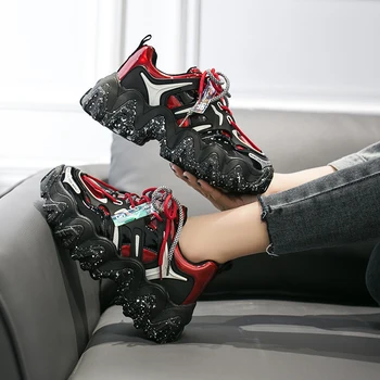 Rimocy High Heels Mix Color Punk Platform Shoes Woman Red Black Chunky Sneakers Women Fashion Thick Bottom Vulcanize Shoes 2020 
Rimocy High Heels Mix Color Punk Platform Shoes Woman Red Black Chunky Sneakers Women Fashion Thick Bottom Vulcanize Shoes 2020