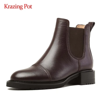 Krazing pot new arrival Chelsea boots genuine leather high quality round toe thick med heel slip on pretty girls ankle boots L92
Krazing pot new arrival Chelsea boots genuine leather high quality round toe thick med heel slip on pretty girls ankle boots L92