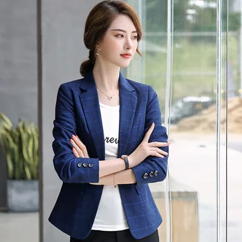 Ladies suit autumn and winter new fashion lattice temperament single buckle slim slimming wild jacket women's clothing
Ladies suit autumn and winter new fashion lattice temperament single buckle slim slimming wild jacket women's clothing