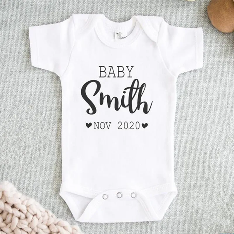 

Personalized Baby Name Onesie Pregnancy Announcement Baby Onesie Custom Baby Clothes Baby Shower Baptism Gifts