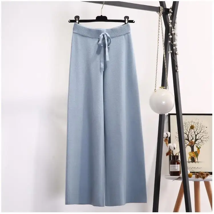 Tide Korean Section Fashion Women Trousers Knitted Wide Leg Pants Solid Elastic High Waist Casual Loose Trousers
Tide Korean Section Fashion Women Trousers Knitted Wide Leg Pants Solid Elastic High Waist Casual Loose Trousers