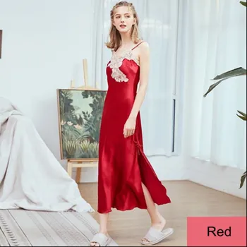 Women Silk Sleepwear Women Pajamas Lingerie Nightwear Lace Dress Sleeveless Women Dress Long Size Nightgown Christmas Gift
Women Silk Sleepwear Women Pajamas Lingerie Nightwear Lace Dress Sleeveless Women Dress Long Size Nightgown Christmas Gift