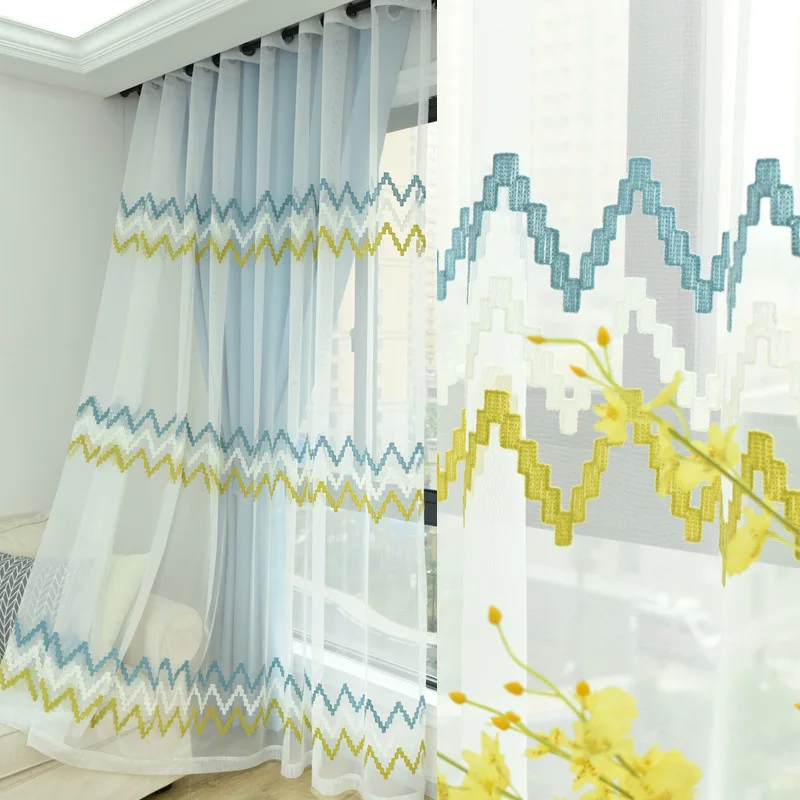 Modern Minimalist Northern European-Style Stripes Embroidery Window Screen Living Room Bedroom Balcony CHILDREN'S Room Bay Windo
Modern Minimalist Northern European-Style Stripes Embroidery Window Screen Living Room Bedroom Balcony CHILDREN'S Room Bay Windo