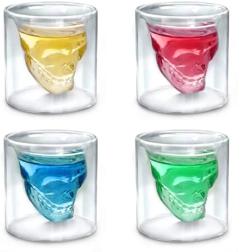 Glass cup skull wine glass Double Layer Design Skull Whiskey Glass 75ml Skull Glasses Funny Crystal Drinking Cup
Glass cup skull wine glass Double Layer Design Skull Whiskey Glass 75ml Skull Glasses Funny Crystal Drinking Cup