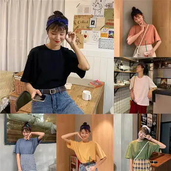 Solid Color T shirt Women Summer All-Match Short Sleeve O Neck T shirt for Women Basic Top t shirt Loose Casual Women Tshirts 
Solid Color T shirt Women Summer All-Match Short Sleeve O Neck T shirt for Women Basic Top t shirt Loose Casual Women Tshirts