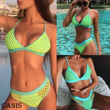 Fashion Women's Padded Push-up Fishnet Check Bikini Set Swimsuit Lady Fashion Mesh Swimwear Beachwear
Fashion Women's Padded Push-up Fishnet Check Bikini Set Swimsuit Lady Fashion Mesh Swimwear Beachwear