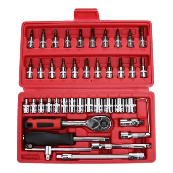 46pcs / set 1/4 Auto Repair Tool Spanner Socket Set Ratchet Torque Wrench Auto Repair Tool Socket Set Repairing Hand Tool Kits
46pcs / set 1/4 Auto Repair Tool Spanner Socket Set Ratchet Torque Wrench Auto Repair Tool Socket Set Repairing Hand Tool Kits