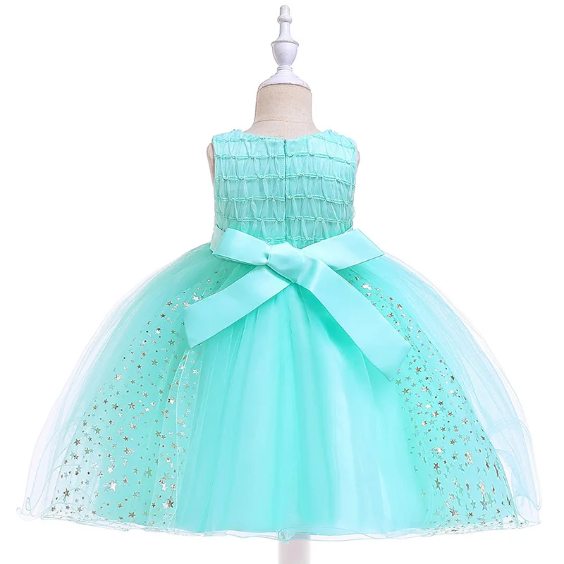 2020 Toddler Girls Mess Ball Gown Dresses Elegant Polka Star Tulle Dress Children Princess Party Wedding Dress 3 5 6 8 9 10 year (4)