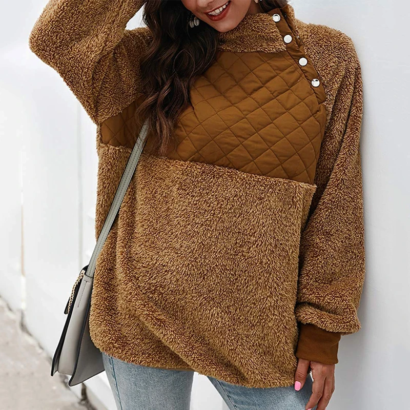 Turtleneck Women Warm Sweaters Long Sleeves Button Splice Geometric Pattern Fleece Pullover Coat Sweaters Plus Size Outwear
Turtleneck Women Warm Sweaters Long Sleeves Button Splice Geometric Pattern Fleece Pullover Coat Sweaters Plus Size Outwear