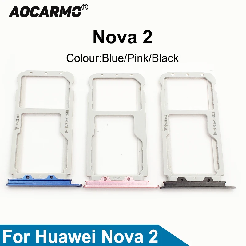 

Aocarmo For Huawei Nova 2 SD MicroSD Holder Nano Sim Card Tray Replacement Part