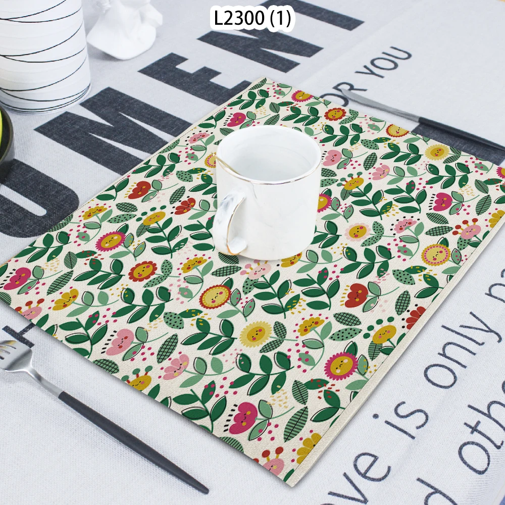 

1 Piece Plant Cherry Printed Napkin Cloth Home Table Decoration Table Mat Untersetzer Towel Tea Towel Coaster 42*32 Servilletas